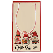 ホホホホホ！かわいい格言ノルディッククリスマスレッド スモールペーパーバッグ (正面)