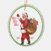 ホホホホホ!オールドすてきサンタクロースのおもちゃのバッグ セラミックオーナメント (左)