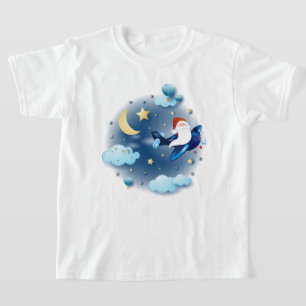 ホホホホホ!サンタが飛行機に乗っている Tシャツ