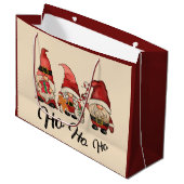 ホホホホホ！格言おもしろい北欧クリスマスウィンターレッド ラージペーパーバッグ (正面アングル)