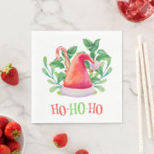 ホホホホホ。水彩フローラクリスマス。サンタクロース スタンダードランチョンナプキン (インサイチュ)