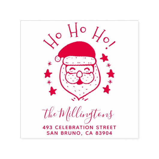 ホホホホホ! |笑顔のサンタ・クリスマス差出人住所 セルフインキングスタンプ (デザイン)