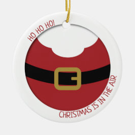 ホホホホホ！赤サンタのベルトと髭の腹 セラミックオーナメント