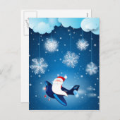 ホホホホホ！飛行機にサンタ、はがき シーズンポストカード (正面/裏面)