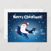 ホホホホホ!飛行機にサンタ、はがき シーズンポストカード (正面/裏面)
