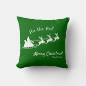 ホホホホメリークリスマスサンタと緑 クッション (正面)