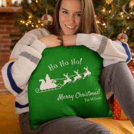 ホホホホメリークリスマスサンタと緑 クッション
