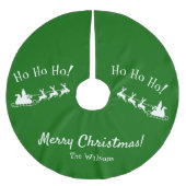 ホホホホメリークリスマスサンタと緑 ブラッシュドポリエステルツリースカート (正面)