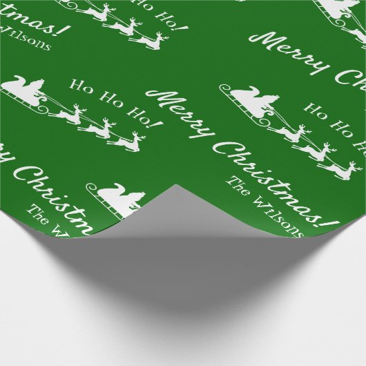 ホホホホメリークリスマスサンタと緑 ラッピングペーパー (角)