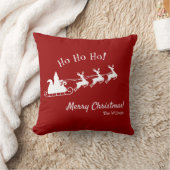 ホホホホメリークリスマスサンタと赤 クッション (ブランケット)