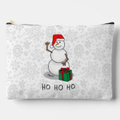 ホホホホメリークリスマスサンタカワイイ雪だるま アクセサリーポーチ (正面)