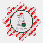 ホホホホメリークリスマスサンタカワイイ雪だるま オーナメントカード (正面)