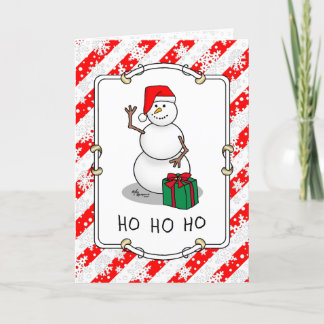 ホホホホメリークリスマスサンタカワイイ雪だるま カード