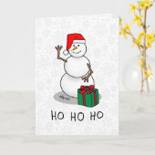 ホホホホメリークリスマスサンタカワイイ雪だるま カード (黄色い花)