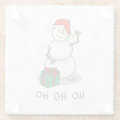ホホホホメリークリスマスサンタカワイイ雪だるま ガラスコースター (裏面)