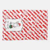 ホホホホメリークリスマスサンタカワイイ雪だるま キッチンタオル (横)