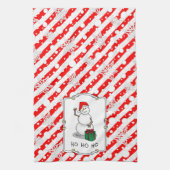 ホホホホメリークリスマスサンタカワイイ雪だるま キッチンタオル (縦)