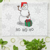 ホホホホメリークリスマスサンタカワイイ雪だるま キッチンタオル (折り畳み)