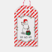 ホホホホメリークリスマスサンタカワイイ雪だるま ギフトタグ (正面)