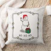 ホホホホメリークリスマスサンタカワイイ雪だるま クッション (ブランケット)