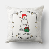 ホホホホメリークリスマスサンタカワイイ雪だるま クッション (正面)