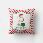 ホホホホメリークリスマスサンタカワイイ雪だるま クッション (裏面)
