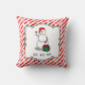 ホホホホメリークリスマスサンタカワイイ雪だるま クッション (正面)