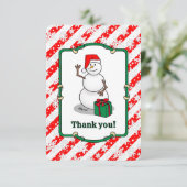 ホホホホメリークリスマスサンタカワイイ雪だるま サンキューカード (スタンド正面)
