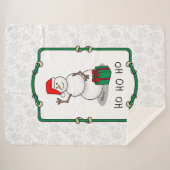 ホホホホメリークリスマスサンタカワイイ雪だるま シェルパブランケット (正面(横))