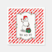 ホホホホメリークリスマスサンタカワイイ雪だるま スタンダードカクテルナプキン (正面)