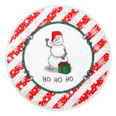 ホホホホメリークリスマスサンタカワイイ雪だるま セラミックノブ (正面)