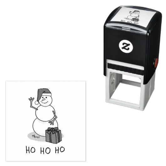 ホホホホメリークリスマスサンタカワイイ雪だるま セルフインキングスタンプ (インサイチュ)