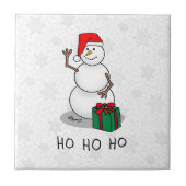 ホホホホメリークリスマスサンタカワイイ雪だるま タイル (正面)