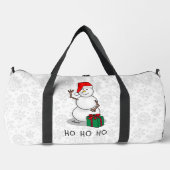 ホホホホメリークリスマスサンタカワイイ雪だるま ダッフルバッグ (正面)