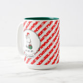 ホホホホメリークリスマスサンタカワイイ雪だるま ツートーンマグカップ (正面左)