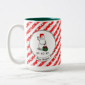 ホホホホメリークリスマスサンタカワイイ雪だるま ツートーンマグカップ (左)