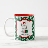 ホホホホメリークリスマスサンタカワイイ雪だるま ツートーンマグカップ (左)