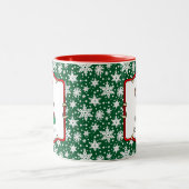 ホホホホメリークリスマスサンタカワイイ雪だるま ツートーンマグカップ (中央)