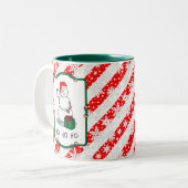 ホホホホメリークリスマスサンタカワイイ雪だるま ツートーンマグカップ (正面左)