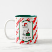 ホホホホメリークリスマスサンタカワイイ雪だるま ツートーンマグカップ (左)