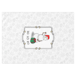 ホホホホメリークリスマスサンタカワイイ雪だるま テーブルクロス