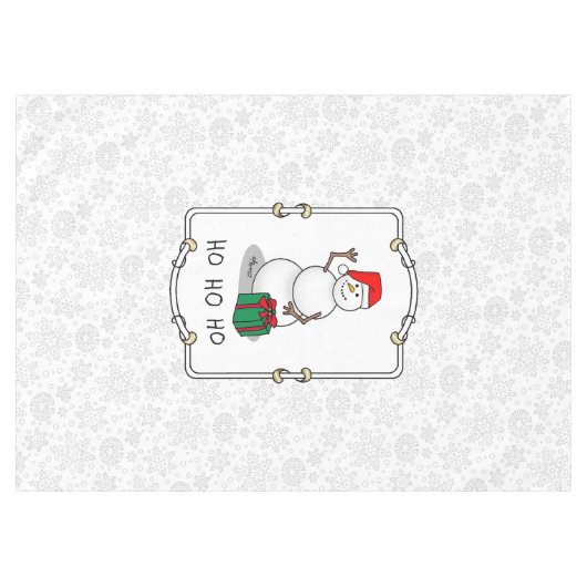 ホホホホメリークリスマスサンタカワイイ雪だるま テーブルクロス (正面(横))