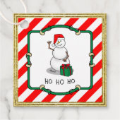 ホホホホメリークリスマスサンタカワイイ雪だるま フェイバータグ (正面)