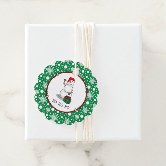 ホホホホメリークリスマスサンタカワイイ雪だるま フェイバータグ (インサイチュ)