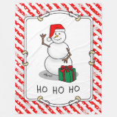 ホホホホメリークリスマスサンタカワイイ雪だるま フリースブランケット (正面)