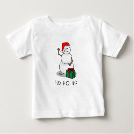 ホホホホメリークリスマスサンタカワイイ雪だるま ベビーTシャツ