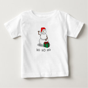 ホホホホメリークリスマスサンタカワイイ雪だるま ベビーTシャツ