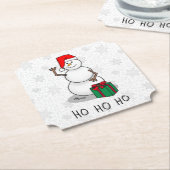 ホホホホメリークリスマスサンタカワイイ雪だるま ペーパーコースター (アングル)