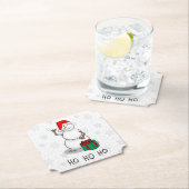 ホホホホメリークリスマスサンタカワイイ雪だるま ペーパーコースター (インサイチュ)