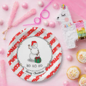ホホホホメリークリスマスサンタカワイイ雪だるま ペーパープレート (パーティー)